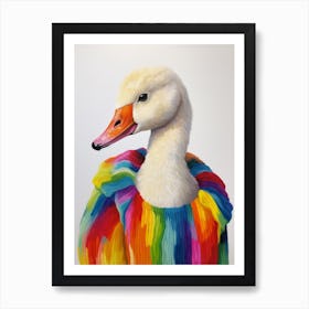 Baby Animal Wearing Sweater Swan 2 Art Print