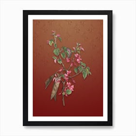 Vintage Judas Tree Botanical on Falu Red Pattern n.0369 Art Print