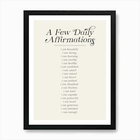 Daily Affirmations Art Print