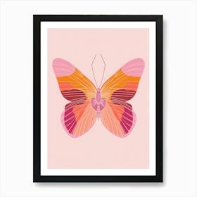 Butterfly On A Pink Background Art Print