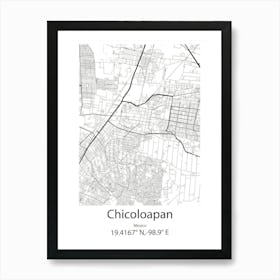 Chicoloapan,Mexico Minimalist Map Art Print