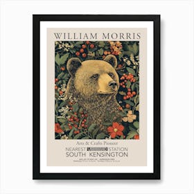 William Morris Prints Bear Portrait Christmas Gift Winter Vintage Art Print