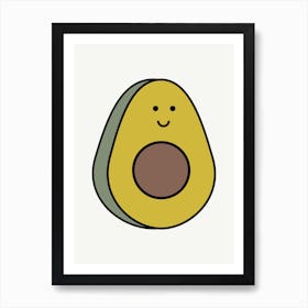 Happy Avocado Illustration Art Print