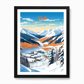 Vail Colorado United States Ski Resort Modern Travel Illustration Art Print