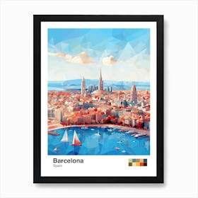 Barcelona, Spain, Geometric Illustration 2 Poster Art Print