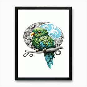 Sunny Parrot On A Branch Art Print