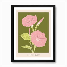 Pink & Green Morning Glory 2 Flower Poster Art Print