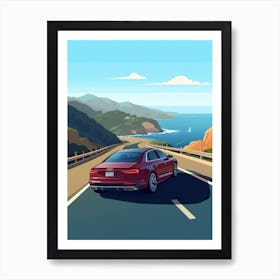 A Audi A4 In The Pacific Coast Highway Car Illustration 2 Art Print