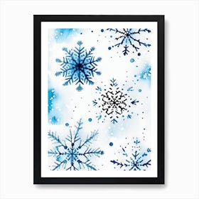 Pattern, Snowflakes, Minimalist Watercolour 1 Art Print