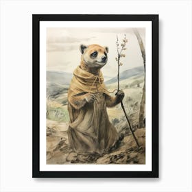 Storybook Animal Watercolour Meerkat 1 Art Print