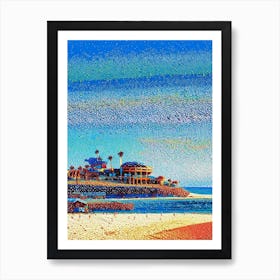 Huntington Beach, City Us  Pointillism Art Print