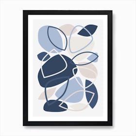 Blue, Grey, Mid Century Modern Abstract 23 Art Print