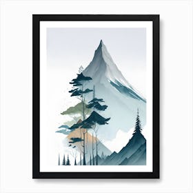 Mountain And Forest In Minimalist Watercolor Vertical Composition 12 Art Print