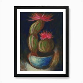 Blossoming Cacti - classic figurative vertical plant Anton Maliar cactus floral flower Art Print