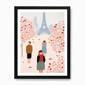 In Paris With The Eiffel Tower Scene, Tiny People And Illustration 7 Art Print