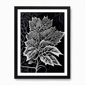 Blackberry Leaf Linocut 1 Art Print