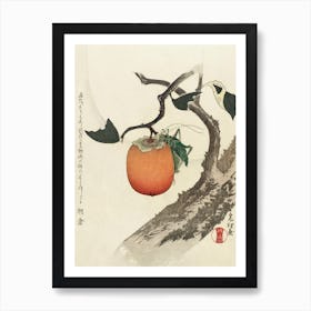 Khaki Fruit With Grasshopper, Katsushika Hokusai Art Print