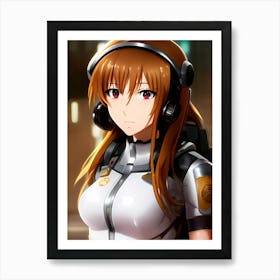 Anime Girl With Headphones Art Print