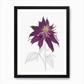 Dahlia Imperialis Floral Minimal Line Drawing 3 Flower Art Print