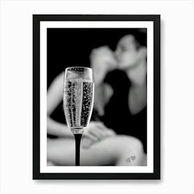 Couple Kissing In The Bar Art Print