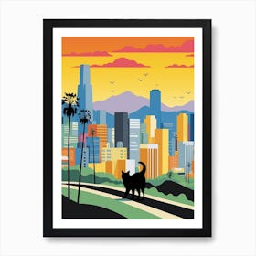 Los Angeles, United States Skyline With A Cat 0 Art Print