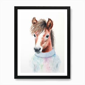 Baby Animal Watercolour Horse Art Print