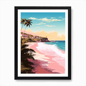 An Illustration In Pink Tones Of  Grand Anse Beach Grenada 4 Art Print