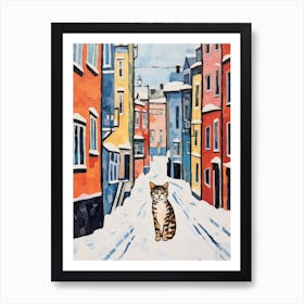 Cat In The Streets Of Helsinki   Finland With Snow 3 Art Print