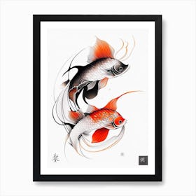 Koromo Koi Fish Minimal Line Drawing Art Print