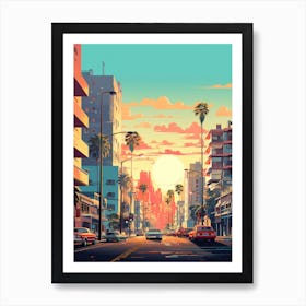 City Of Los Angeles | Retrofuturism Liberty Art Print