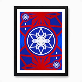 Geometric Abstract Glyph in White on Red and Blue Array n.0008 Art Print