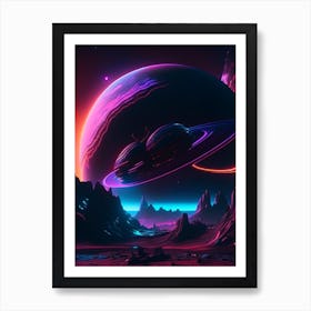 Scorpius Planet Neon Nights Space Art Print