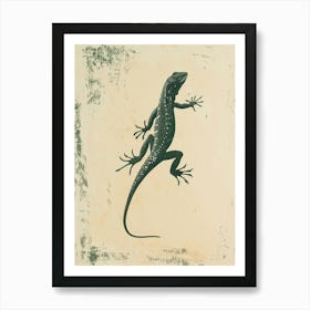 Forest Green Moorish Gecko Lizard Block Print 4 Art Print