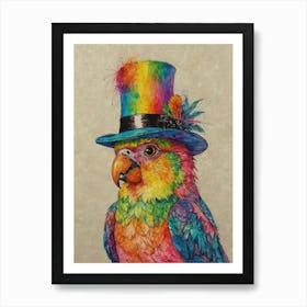 Parrot In Top Hat 1 Art Print