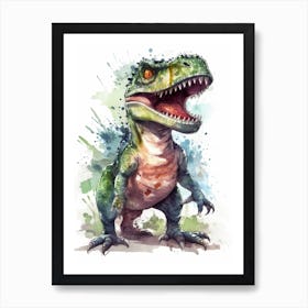 Giganotosaurus Cute Dinosaur Watercolour 4 Art Print