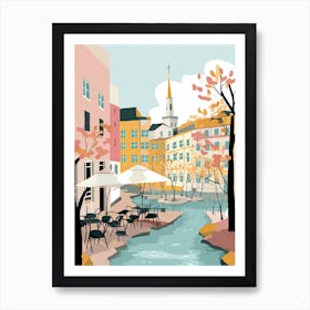 Tampere, Finland, Flat Pastels Tones Illustration 4 Art Print