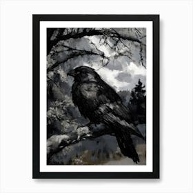 Dark Gothic Raven By Person Art Print