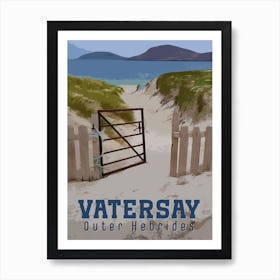 Vatersay Beach Gate Metal Vintage Style Poster | Isle of Harris Scotland Art Print