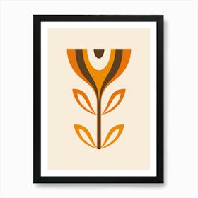 Mid Century Modern Flower 2 Orange Art Print