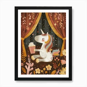 Unicorn Eating Popcorn Muted Pastels 1 Art Print