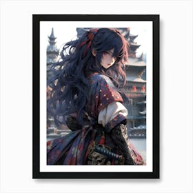 Anime Girl In Kimono Art Print