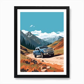 A Ford F 150 In The Route Des Grandes Alpes Illustration 3 Art Print