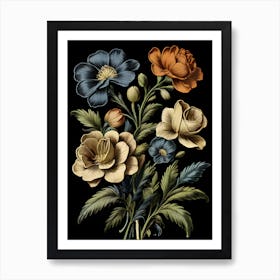 Bouquet Of Flax Flowers Art Print