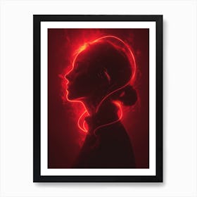 Glowing Enigma: Darkly Romantic 3D Portrait: Portrait Of A Woman 1 Art Print