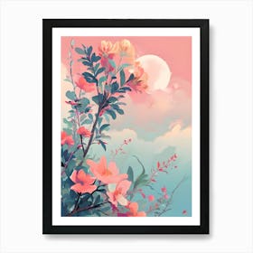 Pink Flowers In The Sky 1 Art Print