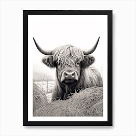 Highland Cow In The Hay 2 Art Print