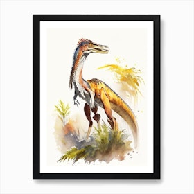 Deinonychus Watercolour Dinosaur Art Print