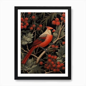 Dark And Moody Botanical Cardinal 4 Art Print