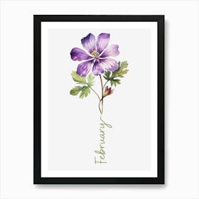 February Birth Flower Birth Month Botanical Art Print