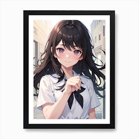 Anime Girl With Long Hair 1 Art Print